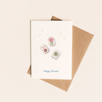 Diwali Mahjong Party Card - handmade Diwali greeting card featuring a mahjong party illustration